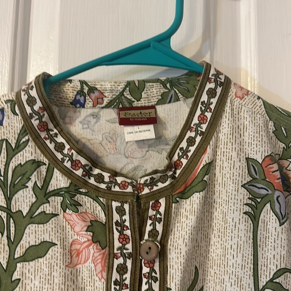Women’s Vintage Tudor Court Floral 100% Cotton Jacket Size Large - Picture 5 of 9